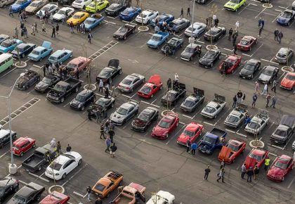 Aerial view Cars and Coffee South Bay