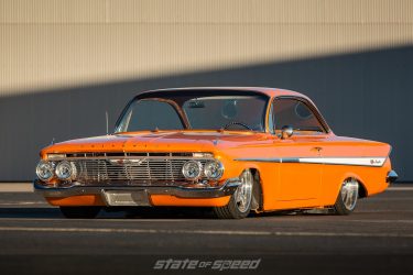 Orange 1958 chevy impala