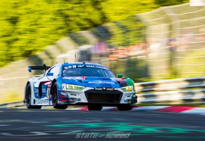 Audi R8 LMS at Nurburgring getting air