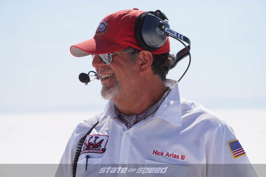 Official at the salt flats during Speed Week