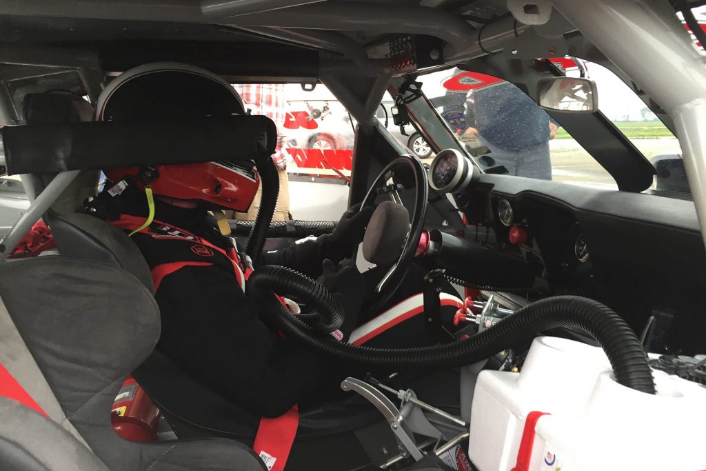 Inside the race car with the driver