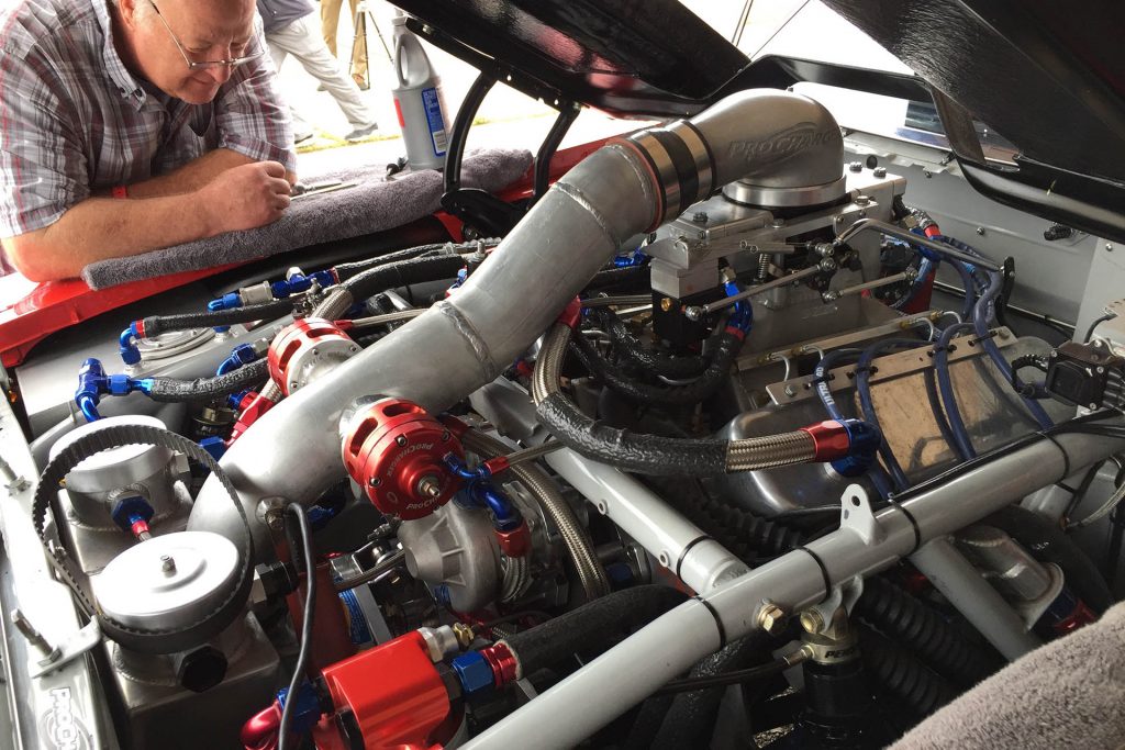Completely built v8 engine in the race car