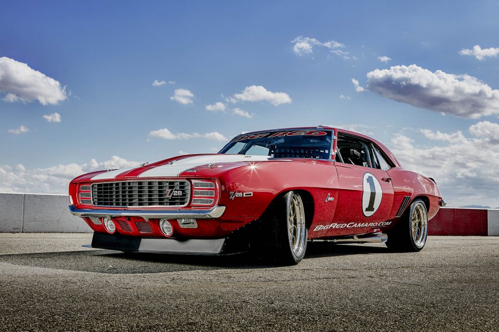 Big Red Camaro on the track