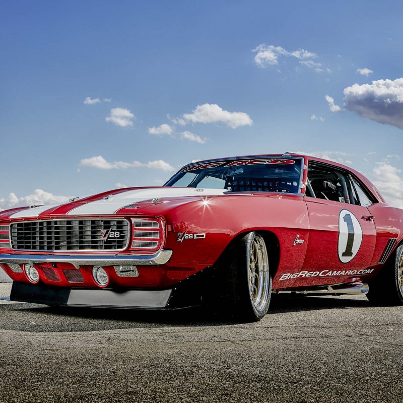 Big Red Camaro on the track