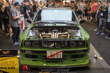Rebellion Forge Racing E30 at Meguiar's Booth for SEMA 2019 with Live to Offend bodykit