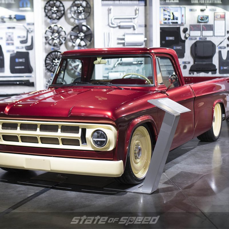 Chevy truck on the showroom floor in Vegas