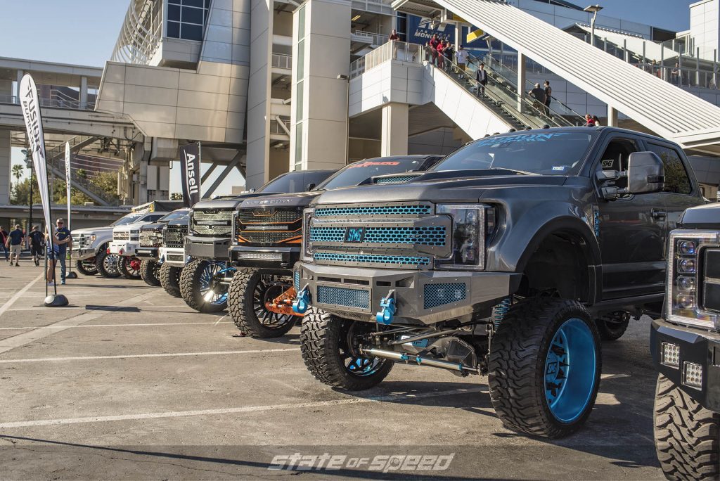 Lineup of trucks