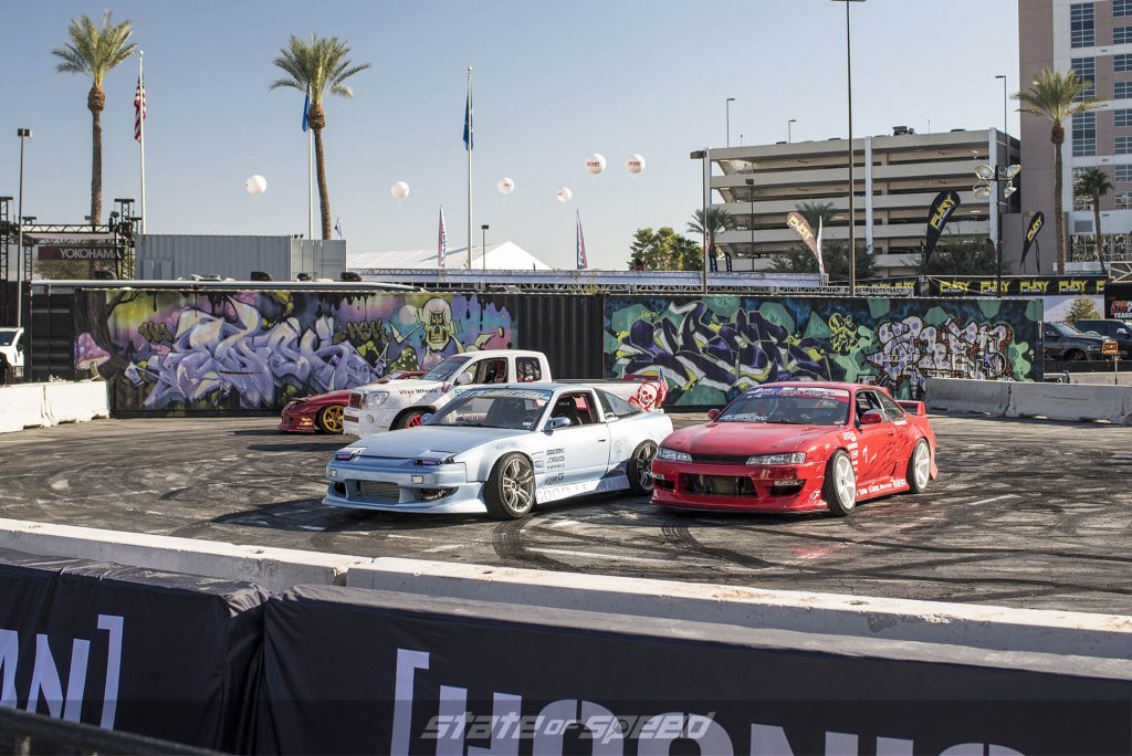 Drift cars at SEMA including Fielding Shredder of Netflix's Hyperdrive