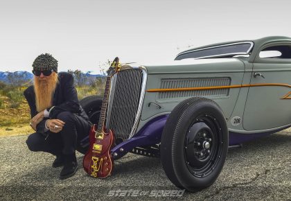 Billy F. Gibbons of ZZ Top with his '34 Ford Deuce and Gibson SG