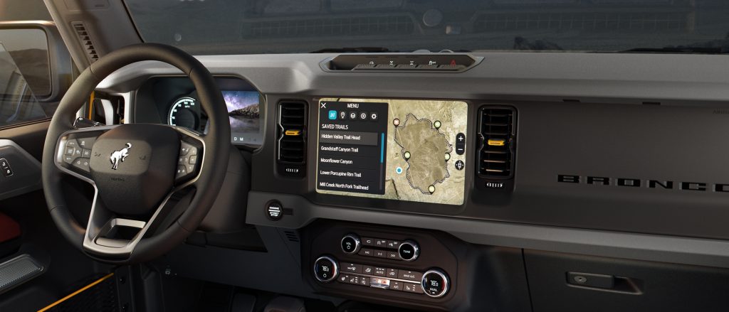 Bronco interior infotainment system