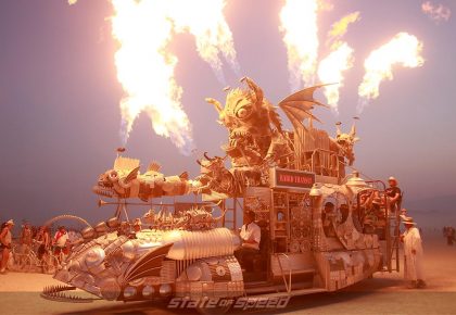 shooting flames in the desert