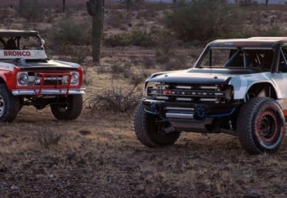 race bronco and old bronco
