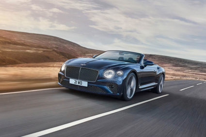 driving shot of new bentley continental gt speed convertible