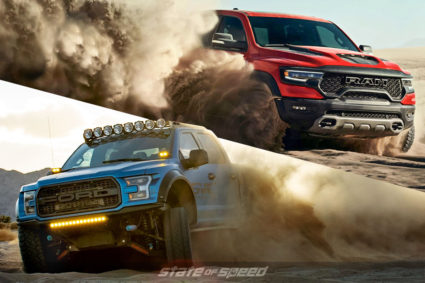 Ford Raptor vs RAM TRX desert running offroad