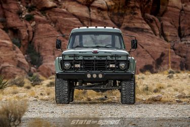 front shot of usfs work truck restored