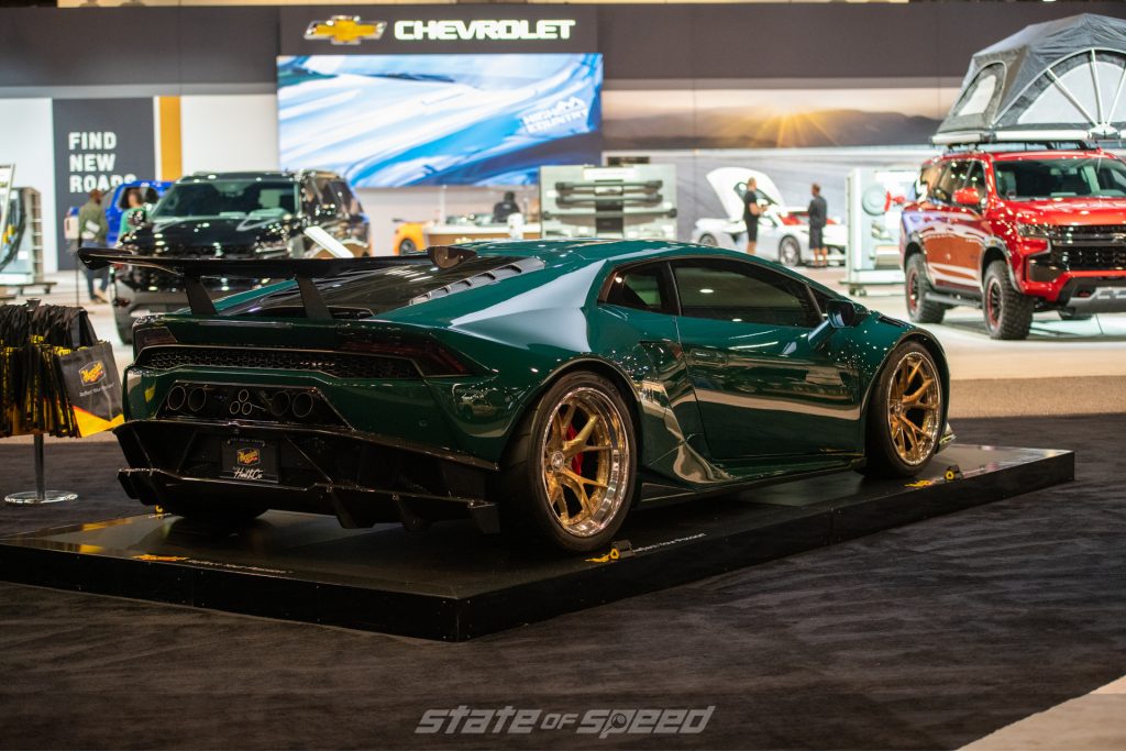 TJ Hunt Green 1016 Widebody Lamborghini Huracan at SEMA 2021