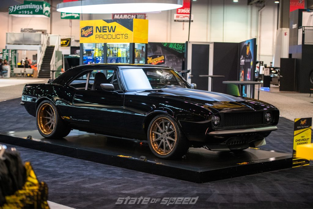 Green Chevrolet Camaro at SEMA 2021