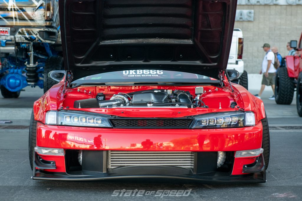 Red 2JZ VVti S14 Origin Silvia 240sx at SEMA 2021