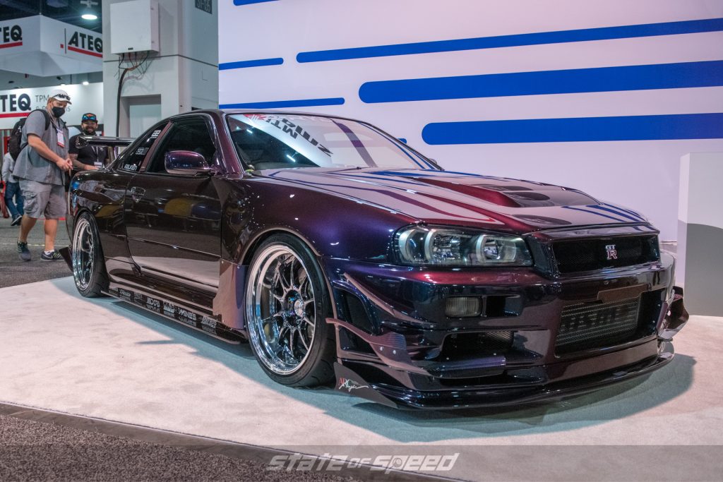 Nissan Skyline GTR R34 V Spec Midnight Purple II HKS at SEMA