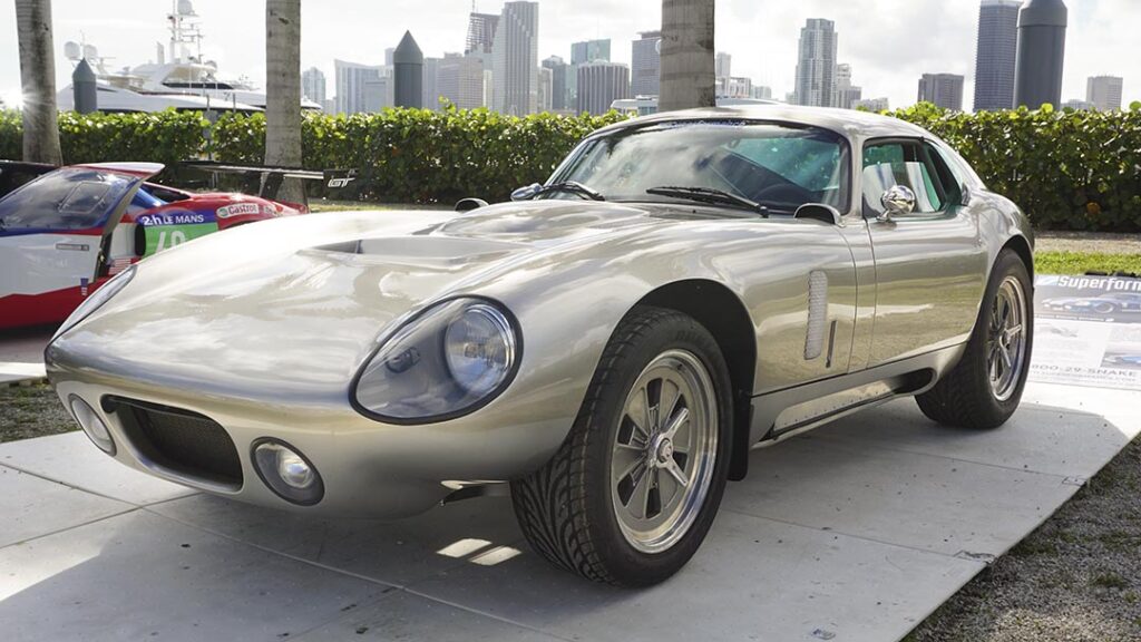 gold electric shelby daytona coupe at L'Automobile