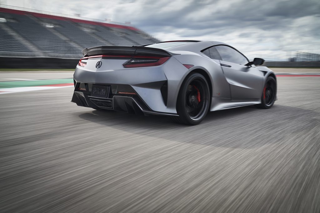 Grey 2022 Acura NSX Type-S on the track