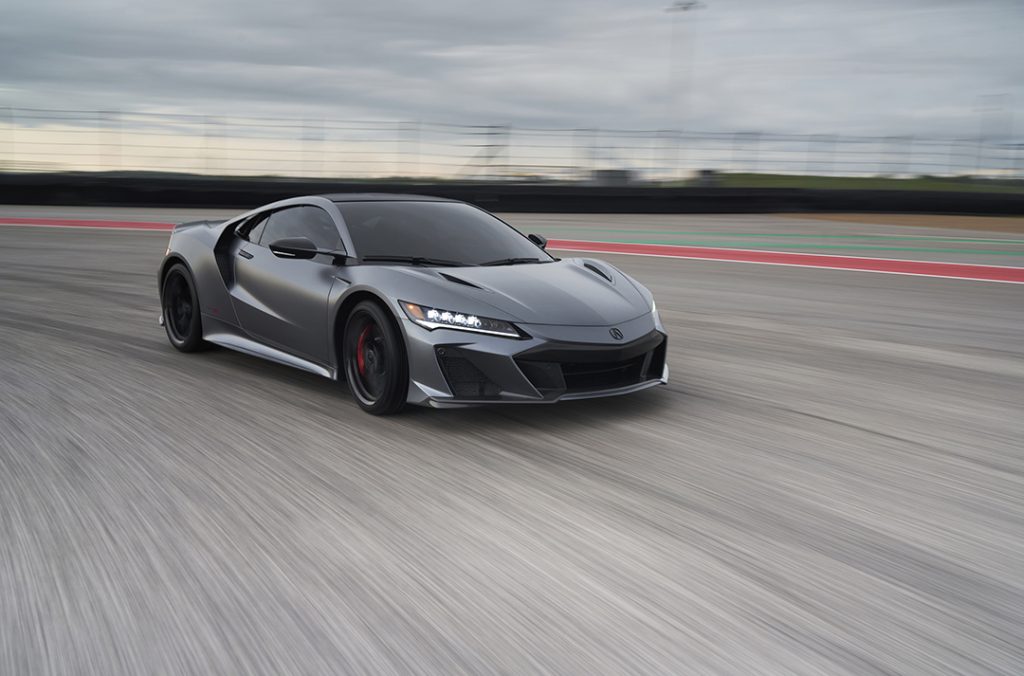 Grey 2022 Acura NSX Type-S on the track