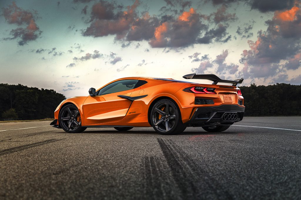 orange 2023 Chevrolet Corvette Z06 rear shot