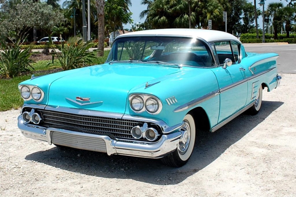 blue 1958 chevrolet Bel Air Impala