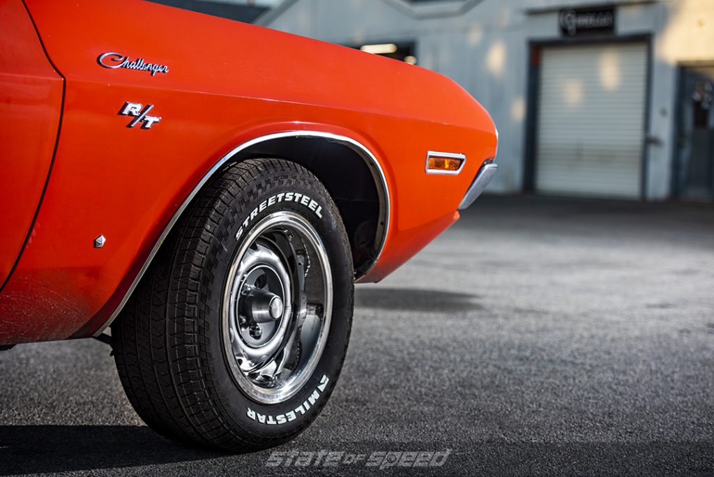 Orange dodge challenger r/t closeup 