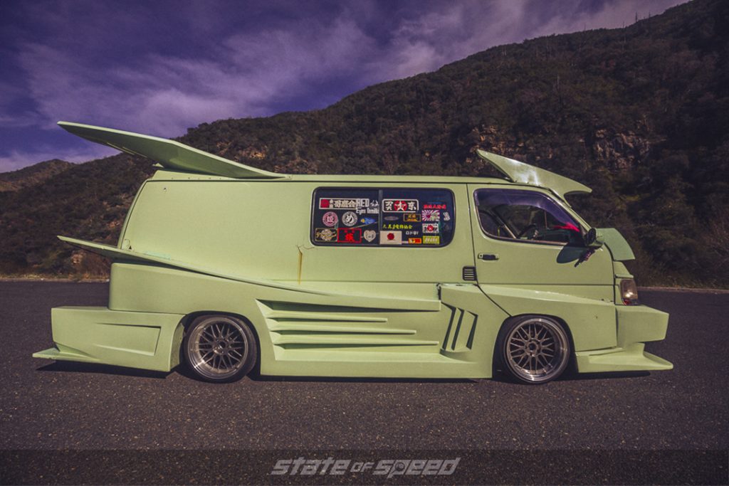 Green Boso-style Toyota Hiace Panel Van