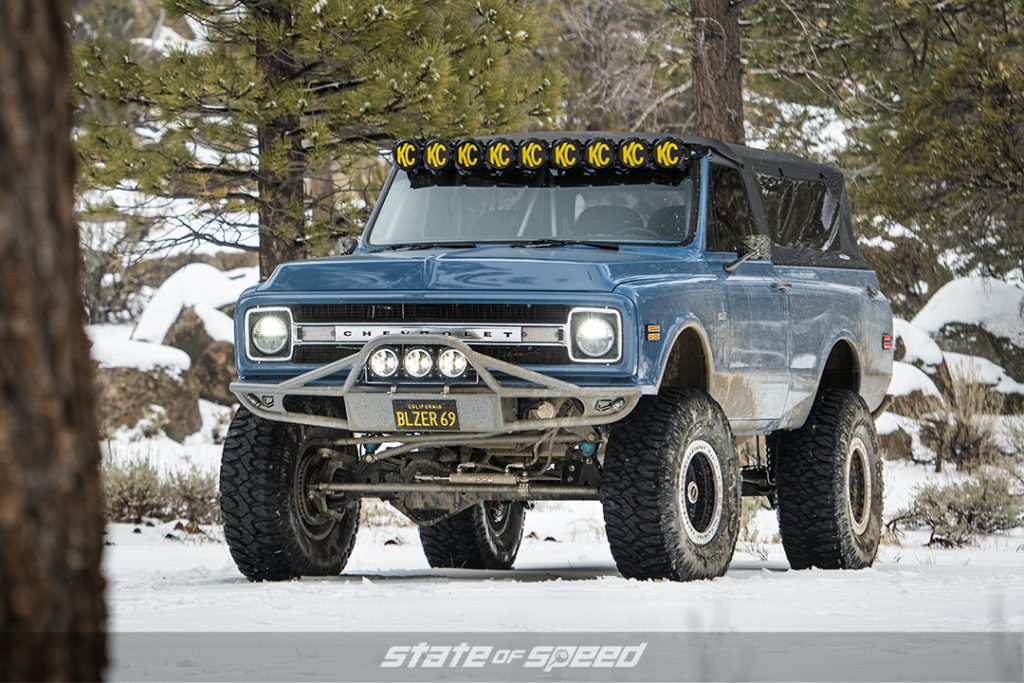 blue '69 Chevrolet k5 blazer 