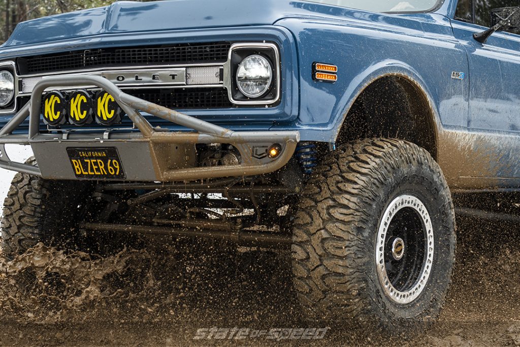 TRD Calvary Blue 1969 Chevy K5 Blazer with milestar m/t tires 