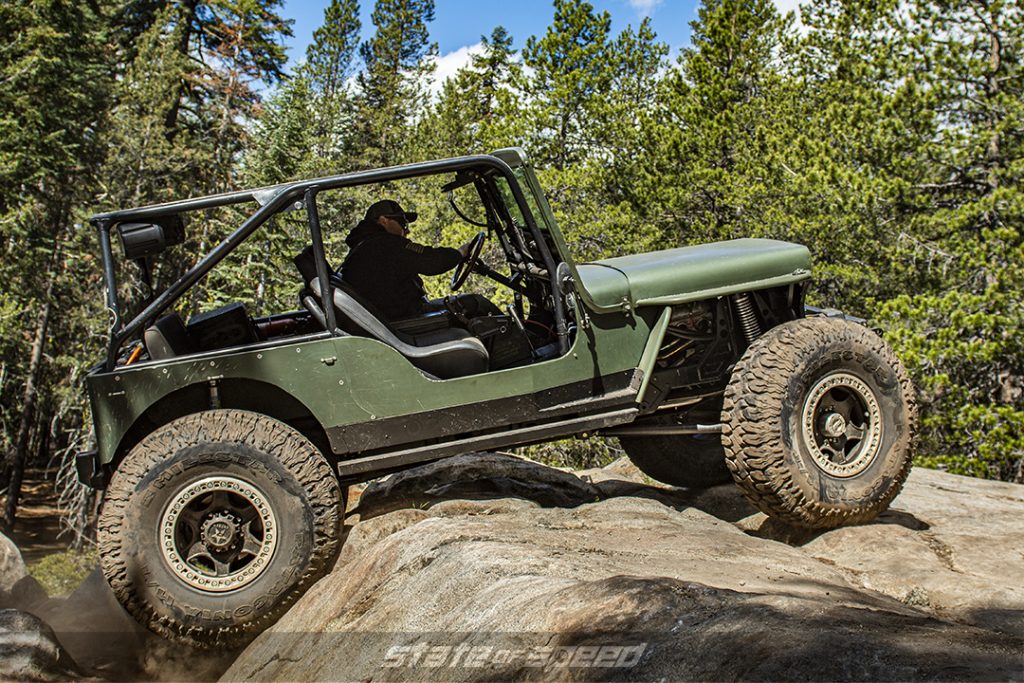 olive green '46 jeep willys rock crawling