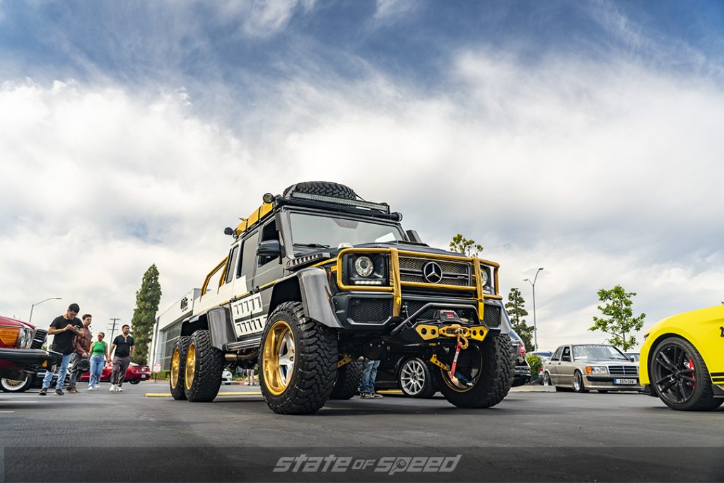 modified Black and gold mercedes G63 AMG 6×6 at state of speed la car meet