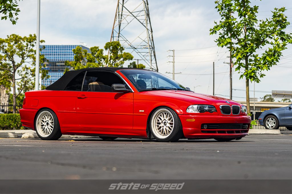 red BMW E46 3 Series convertible