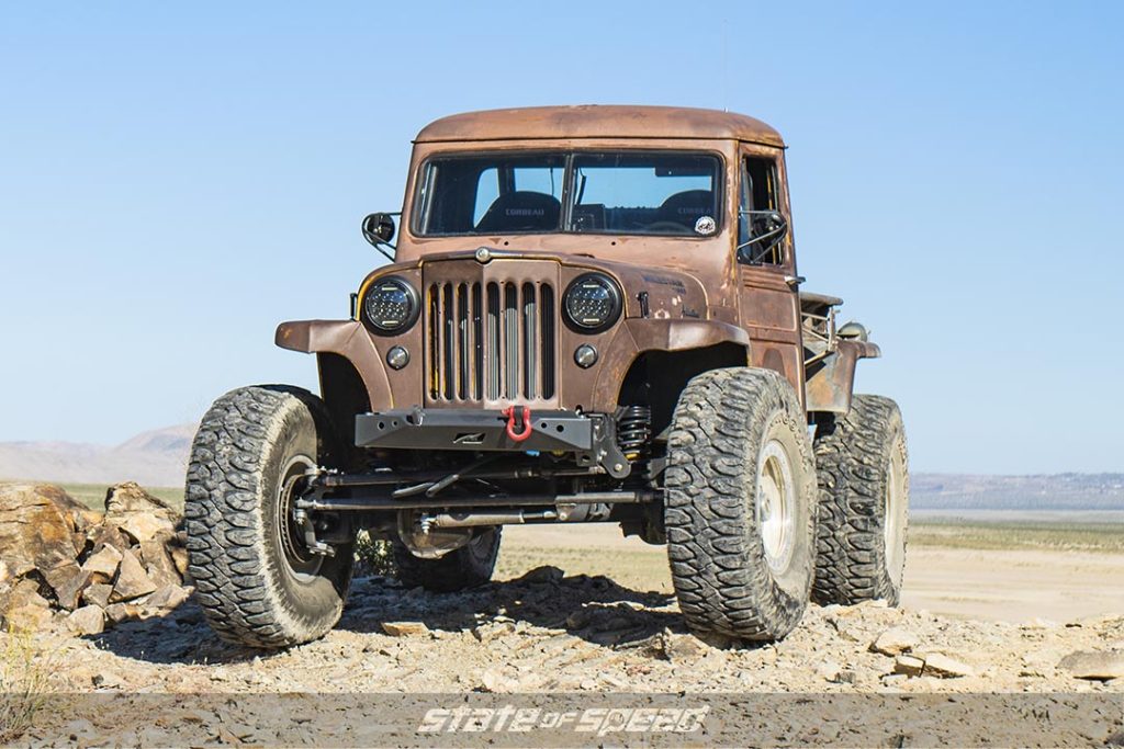Brown rusty 56 Jeep Willys with Milestar Patagonia M/T tires