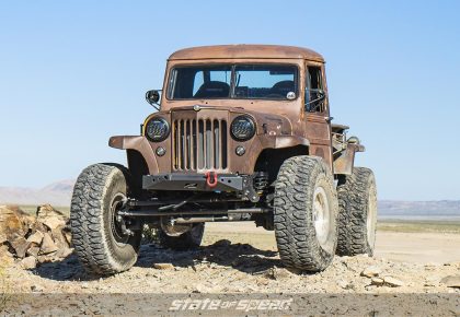 Brown rusty 56 Jeep Willys with Milestar Patagonia M/T tires