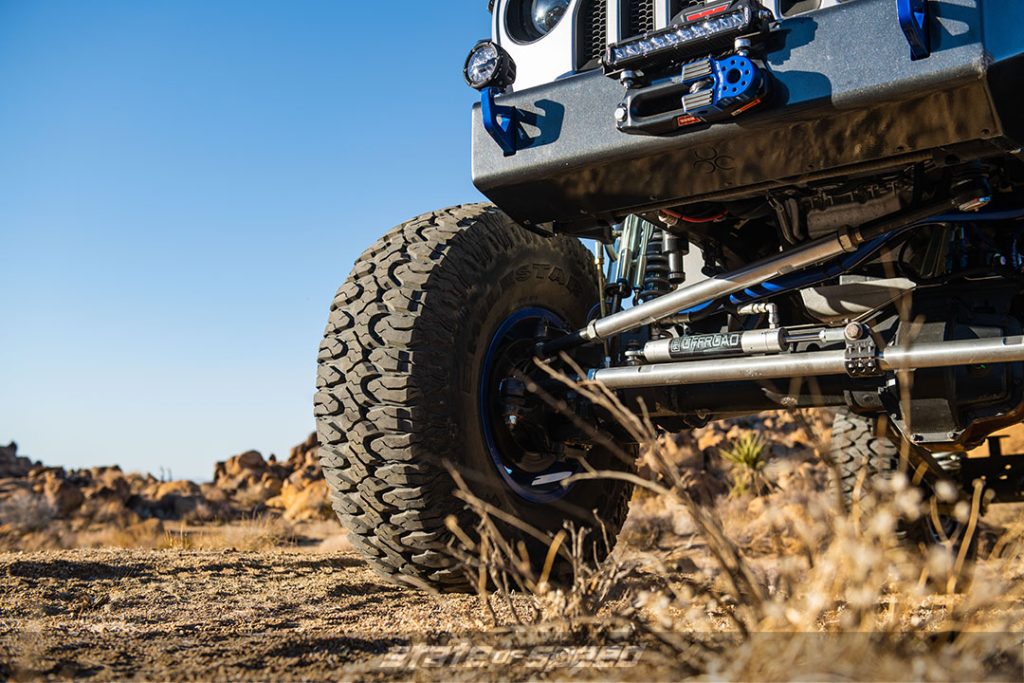 Close up shot of a Jeep Wrangler's suspension