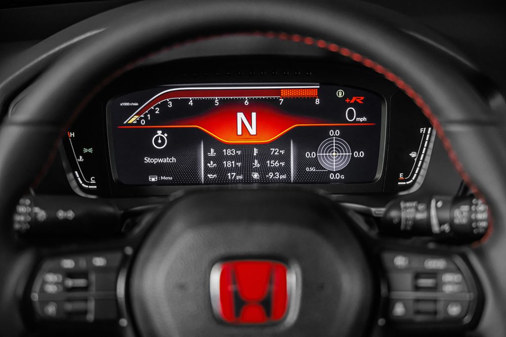 +R driving mode meter in a 2023 Honda Civic Type R