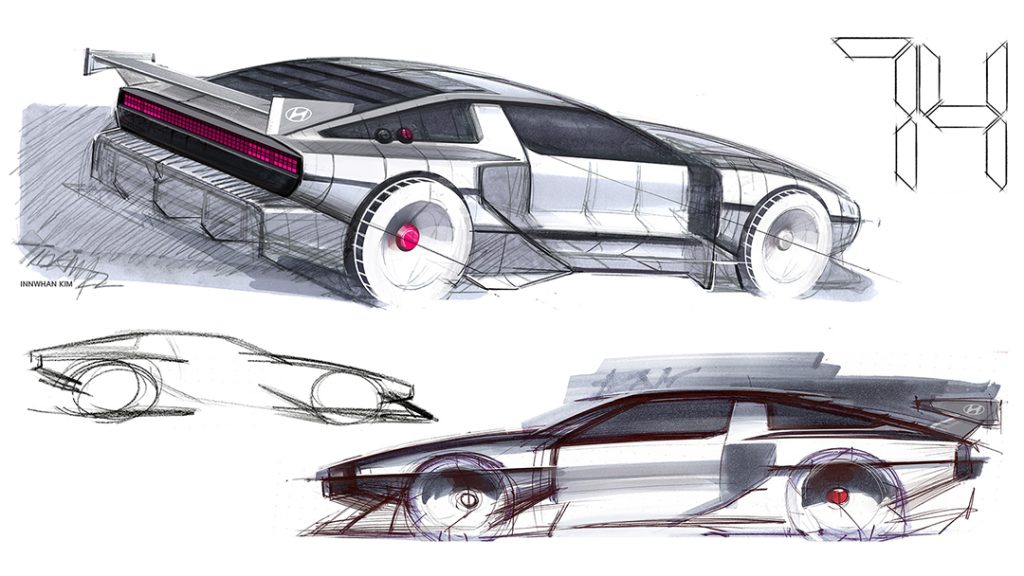 hyundai N Vision 74 concept sketches