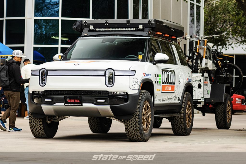 Optima Batteries White rivian R1S AT SEMA 2022