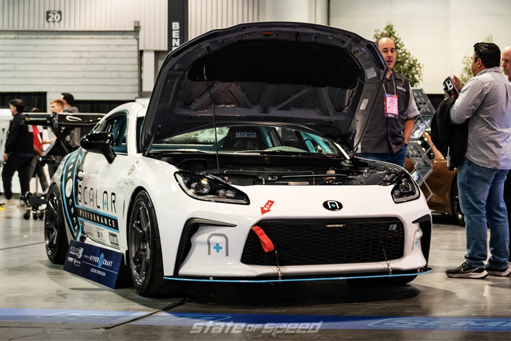 white Electric Toyota GT86 by Scalar Performance at SEMA 2022 