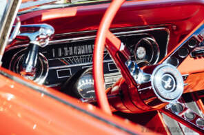 Red Mustang Dash at Car Show
