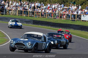 Vintage race cars cornering
