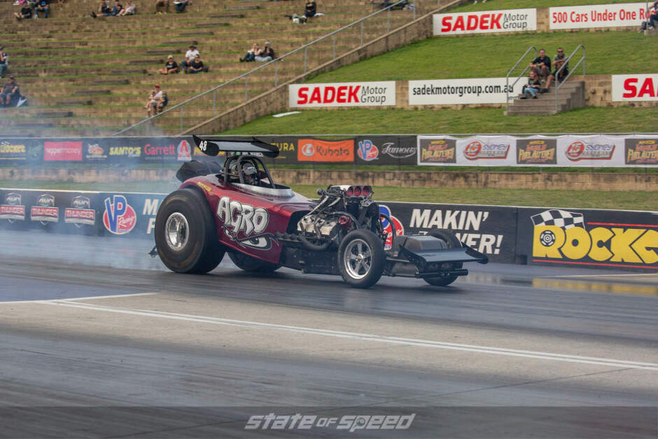 Agro dragster on the drag strip