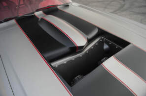 Closeup of the open hood vent