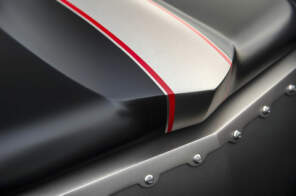 closeup of the custom bodywork on the modified mustang