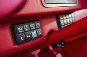 Button cluster behind the steering wheel of the mustang