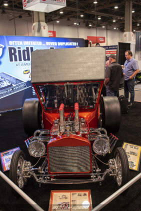 Custom built hot rod at the Championship Auto Shows booth