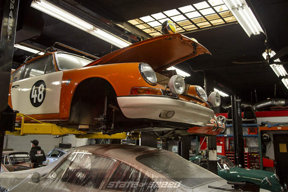 Porsches being restored